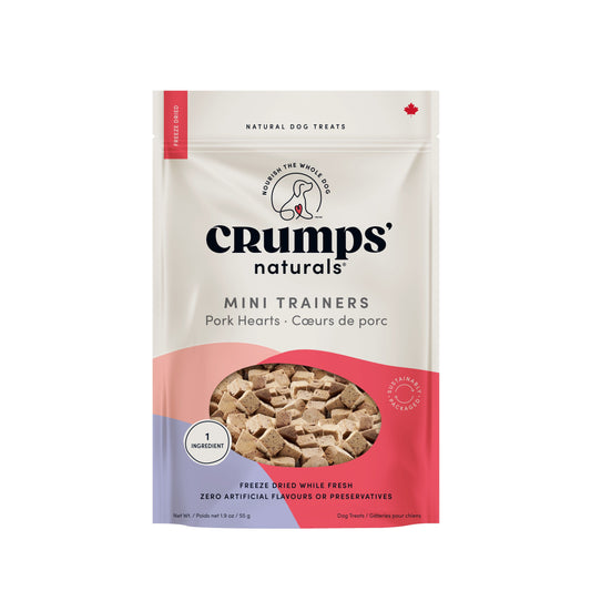 Crumps' Naturals, Mini-bouchées D'entraînement Pour Chien, Coeurs De Porc Lyophilisés
