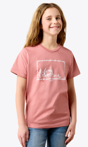 Ariat T-shirt YTH Horse Frame Enfant Rose
