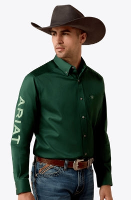 Ariat Chemise Pour Homme - Vert Team Logo Twill Classic Fit