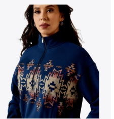 Ariat Sweat-shirt Pour Femme -Bleu Marin-1/2 fermeture éclair