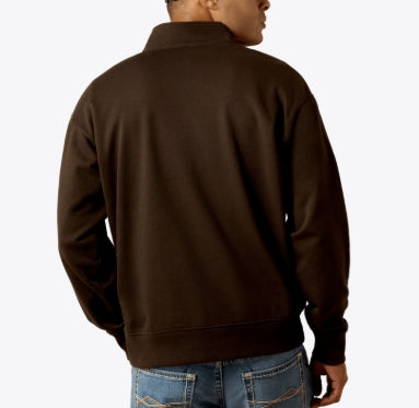 Sweat-shirt à fermeture éclair 1/4 MNS - BRUN
