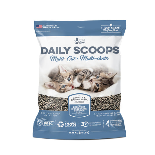 Litière de papier recyclé Daily Scoops Cat Love Multi-chats, parfumée, 11,36 kg (25 lb)