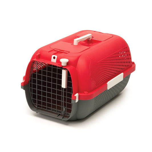 Catit Cage de transport pour chats, moyenne, rouge cerise, (22 x 14,8 x 12 po)