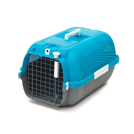 Catit Cage de transport pour chats, moyenne, turquoise, (22 x 14,8 x 12 po)