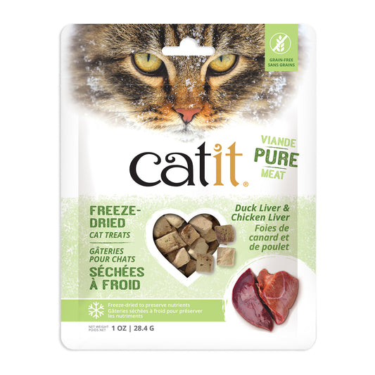 Gâteries Catit Cru séché à froid, Foies de canard et de poulet, 28,4 g