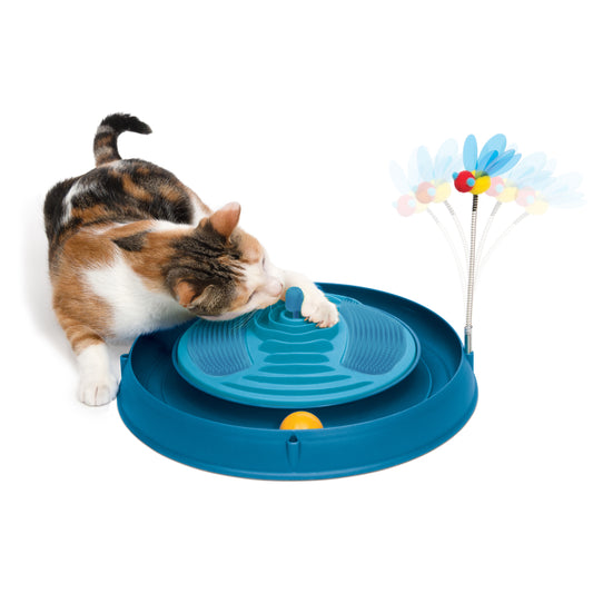 Circuit 3 en 1 avec balle, bandes de massage et herbe à chat Catit Play, bleu, 36 cm (14 po)