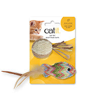 Jouet Catit pour chats, poisson tissé en paille et balle en ratine