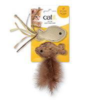 Jouet Catit pour chats, poissons avec raphia et plumes, paquet de 2