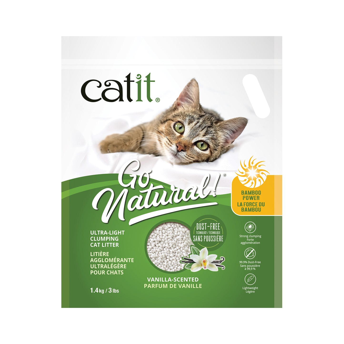 Catit Go Natural! Litière agglomérante  ultralégère, vanille, 1,4 kg