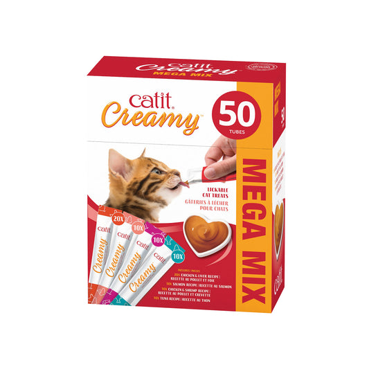 Catit Creamy Gâteries crémeuses à lécher, Mélange assorti, paquet de 50