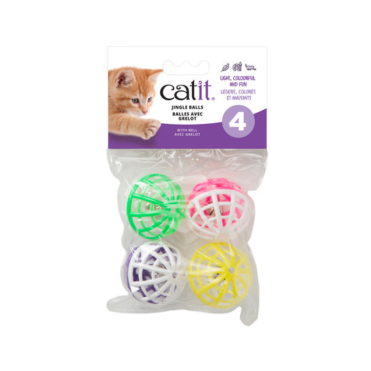 Balles Catit en plastique avec grelot, paquet de 4