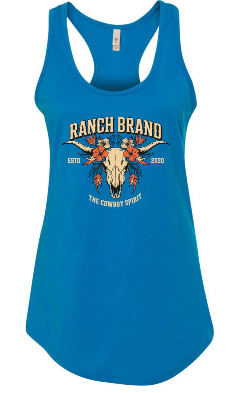 Ranch Brand | Camisole Flower Skull Femme | Bleu Turquoise