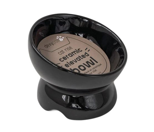 Dexypaws Bol Surélevé En Céramique Pour Chat 7oz - Noir