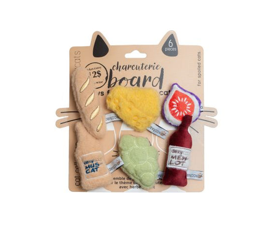 Dexypaws Jouet En Peluche Pour Chat - Ensemble De 6 Jouets Sur Le Thème Du Vin, Fromage Et Raisin