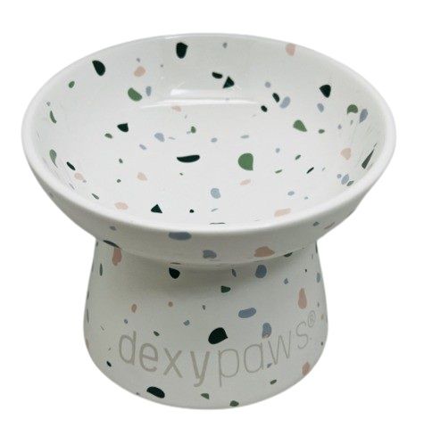 Dexypaws Bol Surélevé En Céramique Pour Chat 8.8oz - Terrazzo