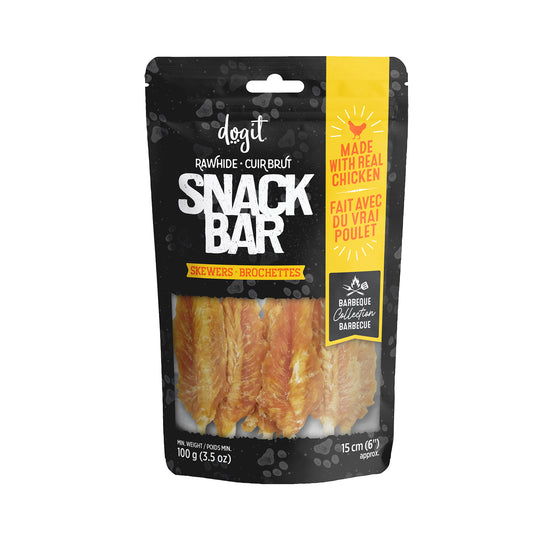 Gâteries Snack Bar Dogit, brochettes de poulet et peau de bœuf, 15 cm, 100 g