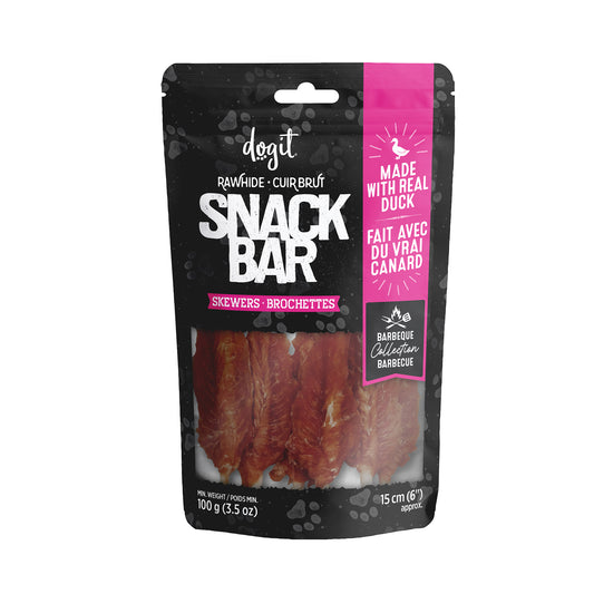 Gâteries Snack Bar Dogit, brochettes de canard et peau de bœuf, 15 cm, 100 g