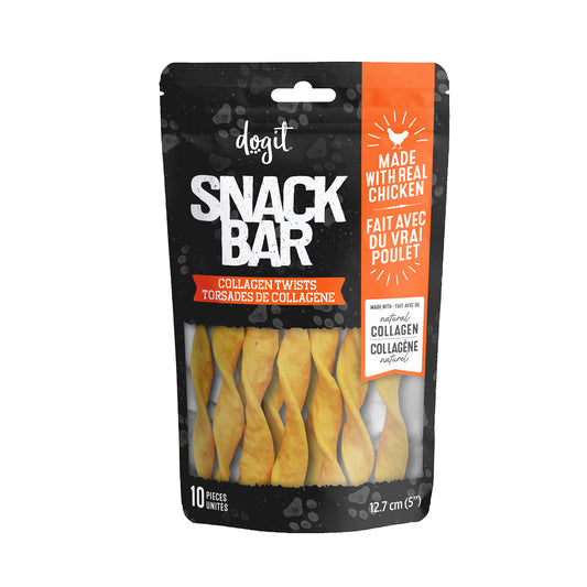 Gâteries Snack Bar Dogit, torsades de collagène au poulet, 12,7 cm, paquet de 10