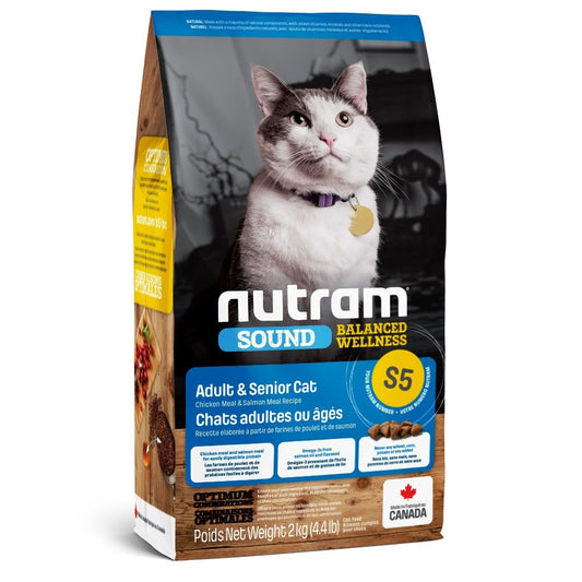 Nutram Sound (s5) Nourriture Pour Chat Adulte / Sénior, Poulet & Saumon 4.4 Lb