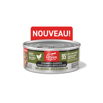Orijen - Morceaux et effilochés - Repas au canard et foie 5.5oz