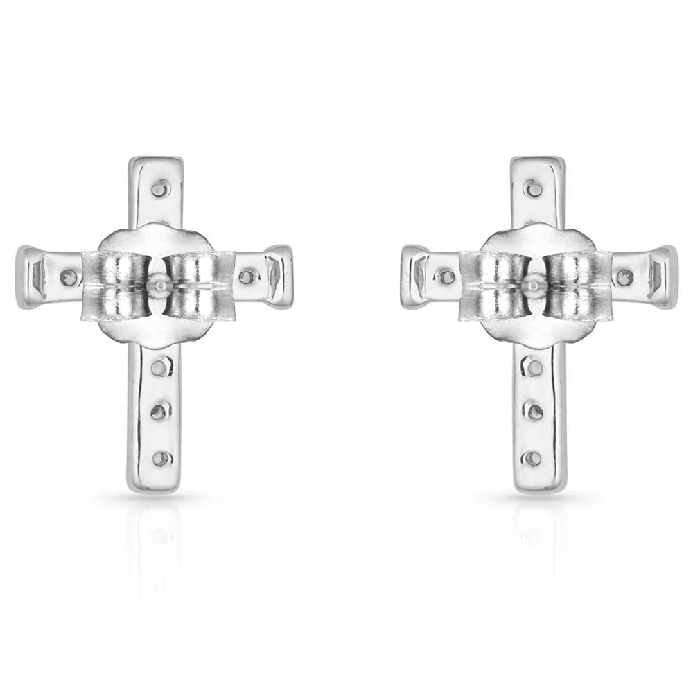 Montana Silversmiths Foi silencieuse, petites boucles d’oreilles croix de cristal