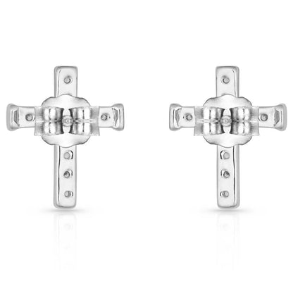 Montana Silversmiths Foi silencieuse, petites boucles d’oreilles croix de cristal