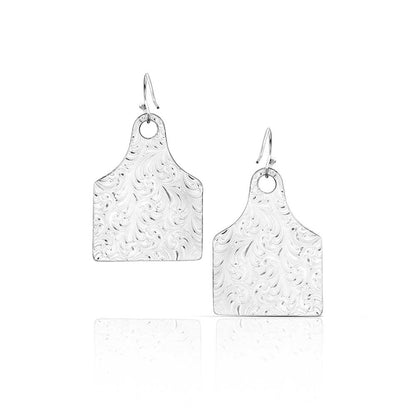 Montana Silversmiths Boucles d’oreilles Rural Route Cow Tag