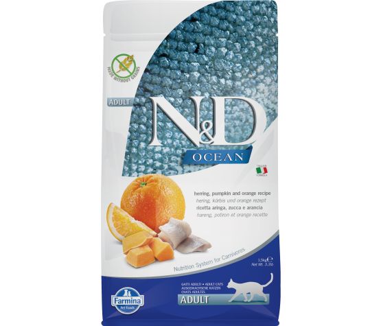 Farmina N&d Ocean Sans Grains Chat Citrouille, Hareng & Orange 3.3 Lb