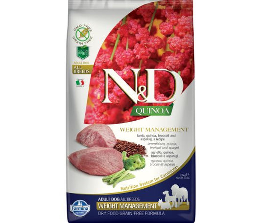 Farmina N&d Quinoa Sans Grains Chien Contrôle De Poids Agneau Moyen/grand 5.5 Lb