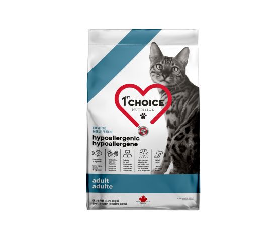1st Choice Nourriture Pour Chat, Hypoallergène - Morue Sans Grains 4,54kg