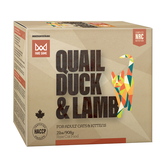 Big Country Raw Fare Game Caille, Canard, Agneau 4X1/2Lb
