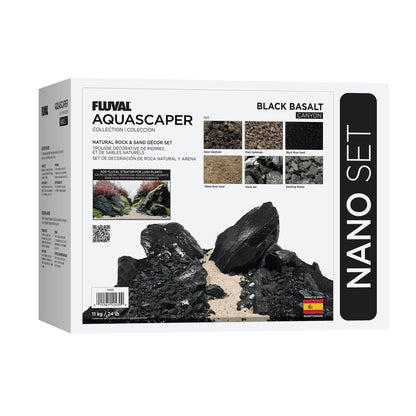 Trousse décorative Fluval de pierres et de sables, Black Basalt, Nano, 11 kg (24 lb)