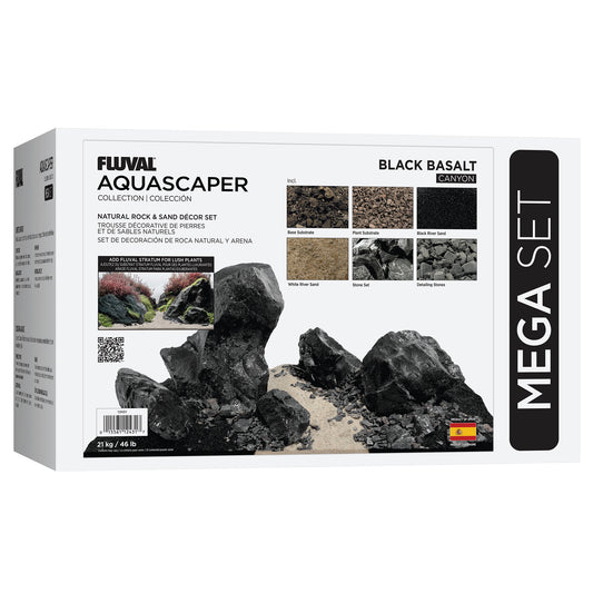 Trousse décorative Fluval de pierres et de sables, Black Basalt, Méga, 21 kg (46 lb)