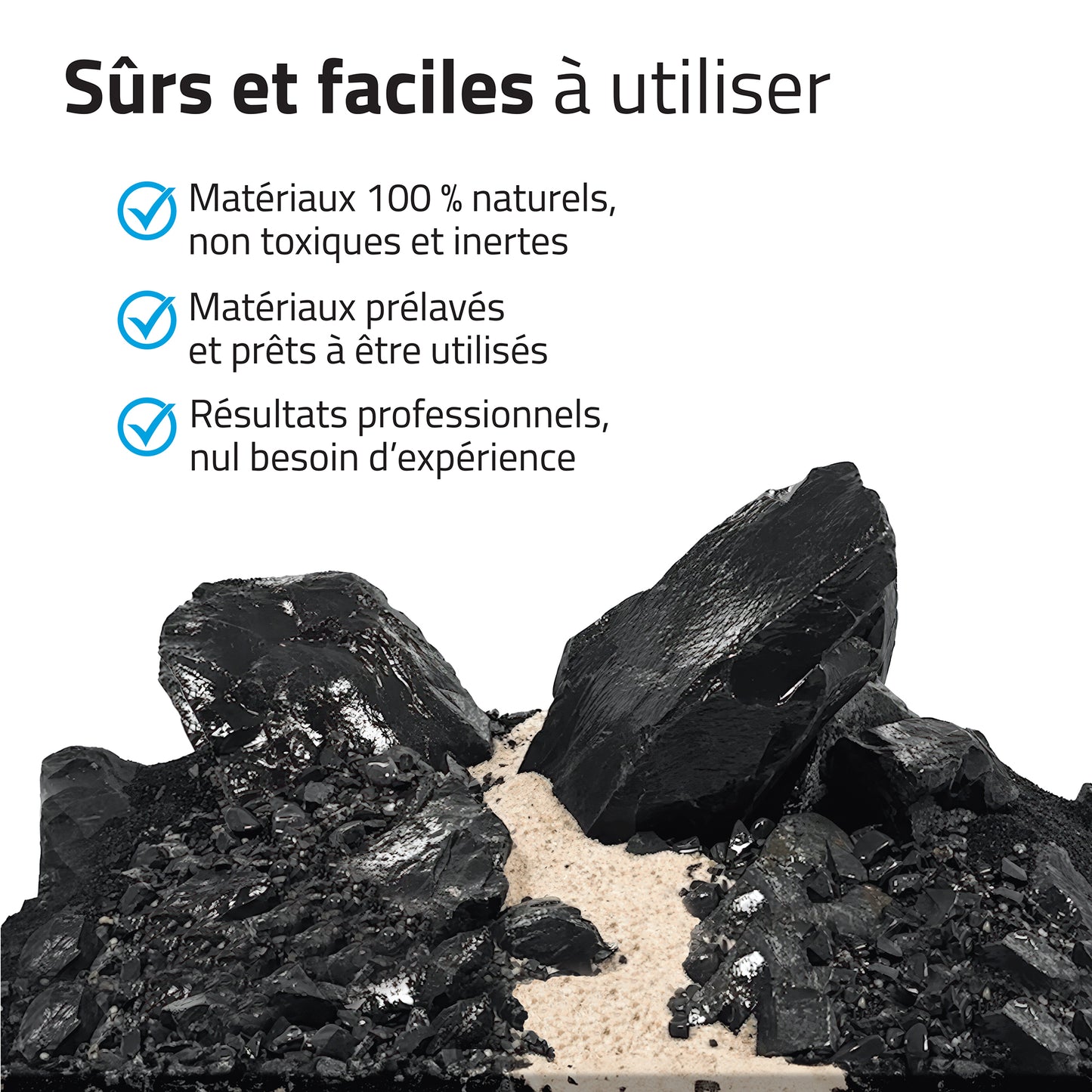 Trousse décorative Fluval de pierres et de sables, Black Basalt, Méga, 21 kg (46 lb)