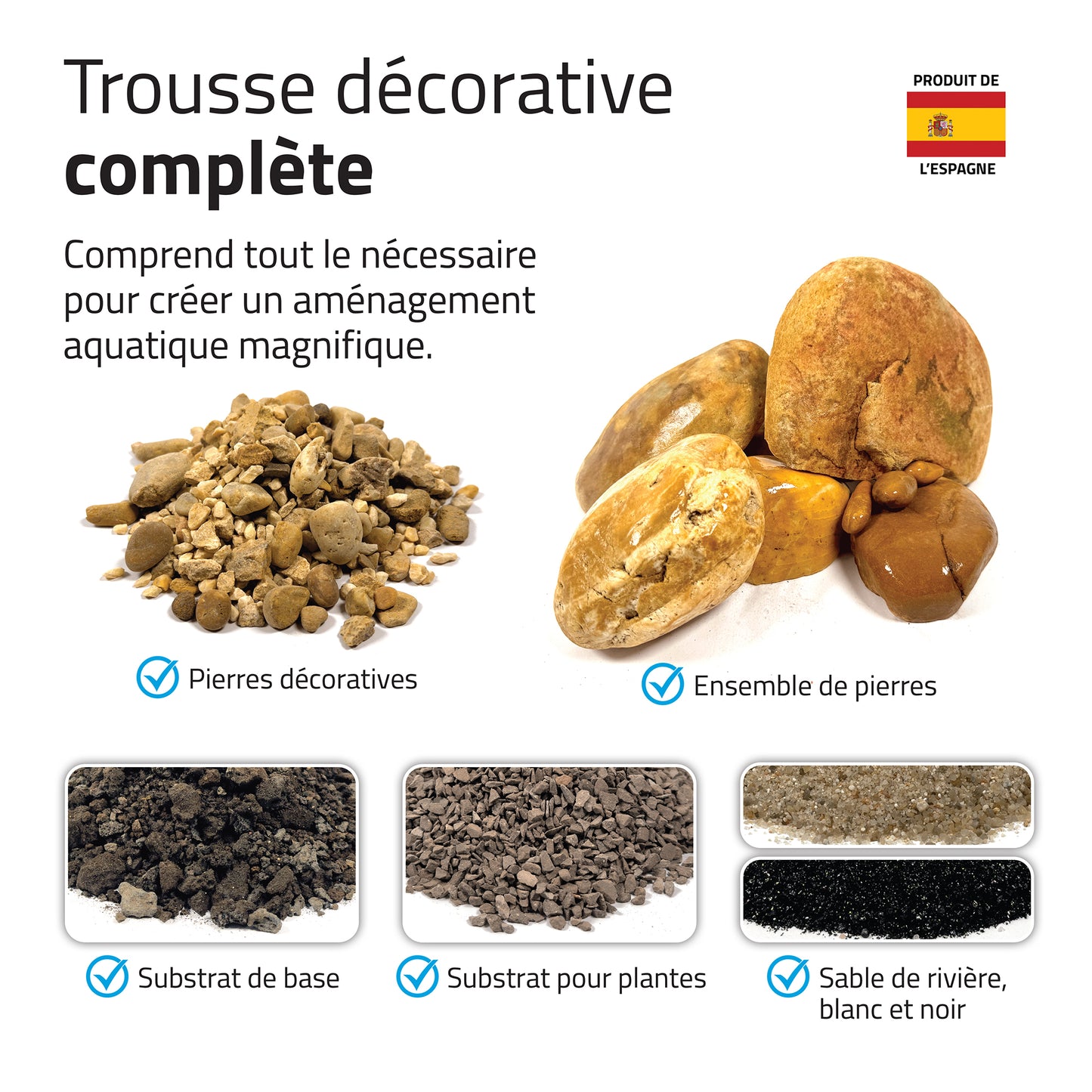 Trousse décorative Fluval de pierres et de sables, Yellowstone, Nano, 11 kg (24 lb)