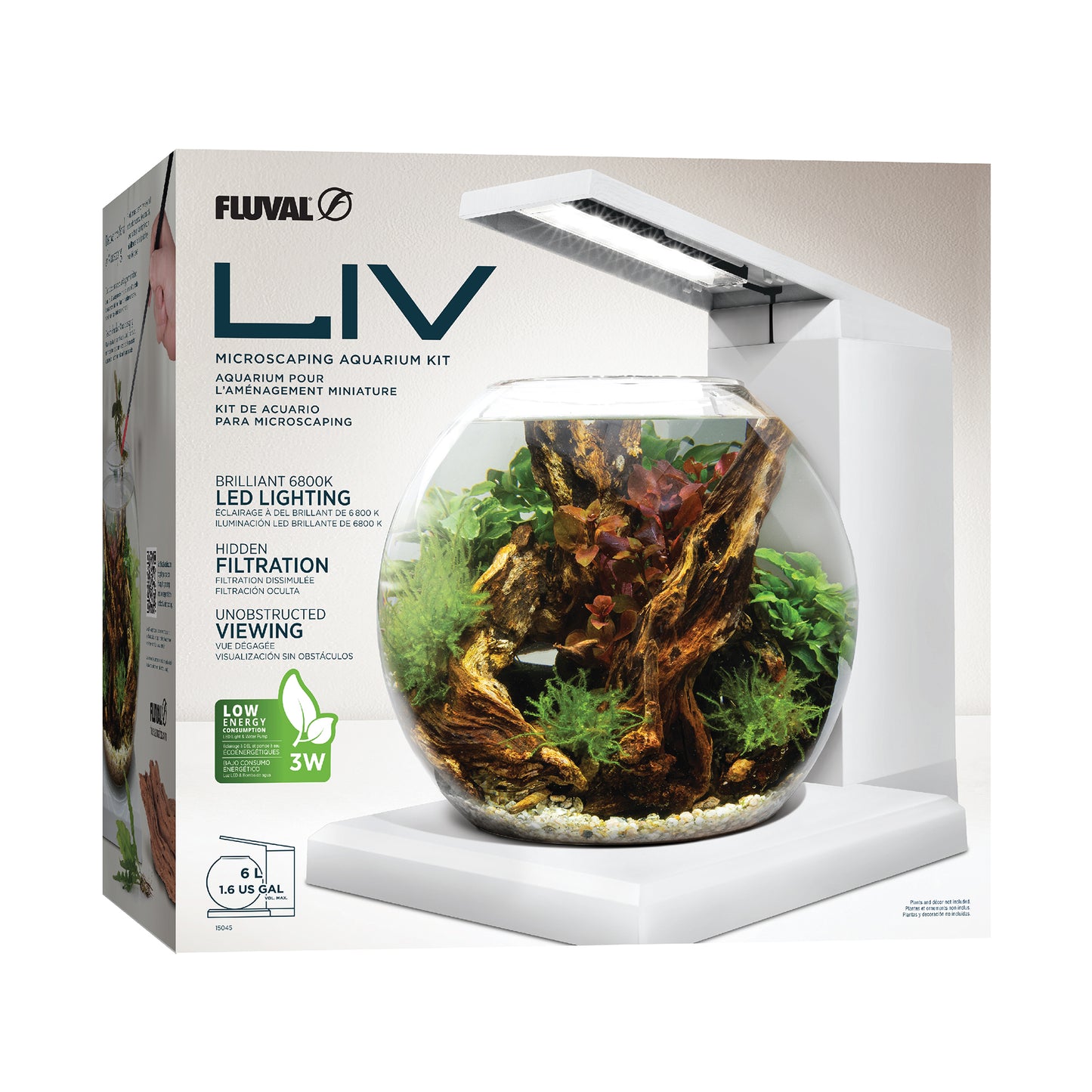 Aquarium équipé LIV Fluval pour l’aménagement miniature, blanc, 33 x 31,75 cm (13 x 12,5 po)