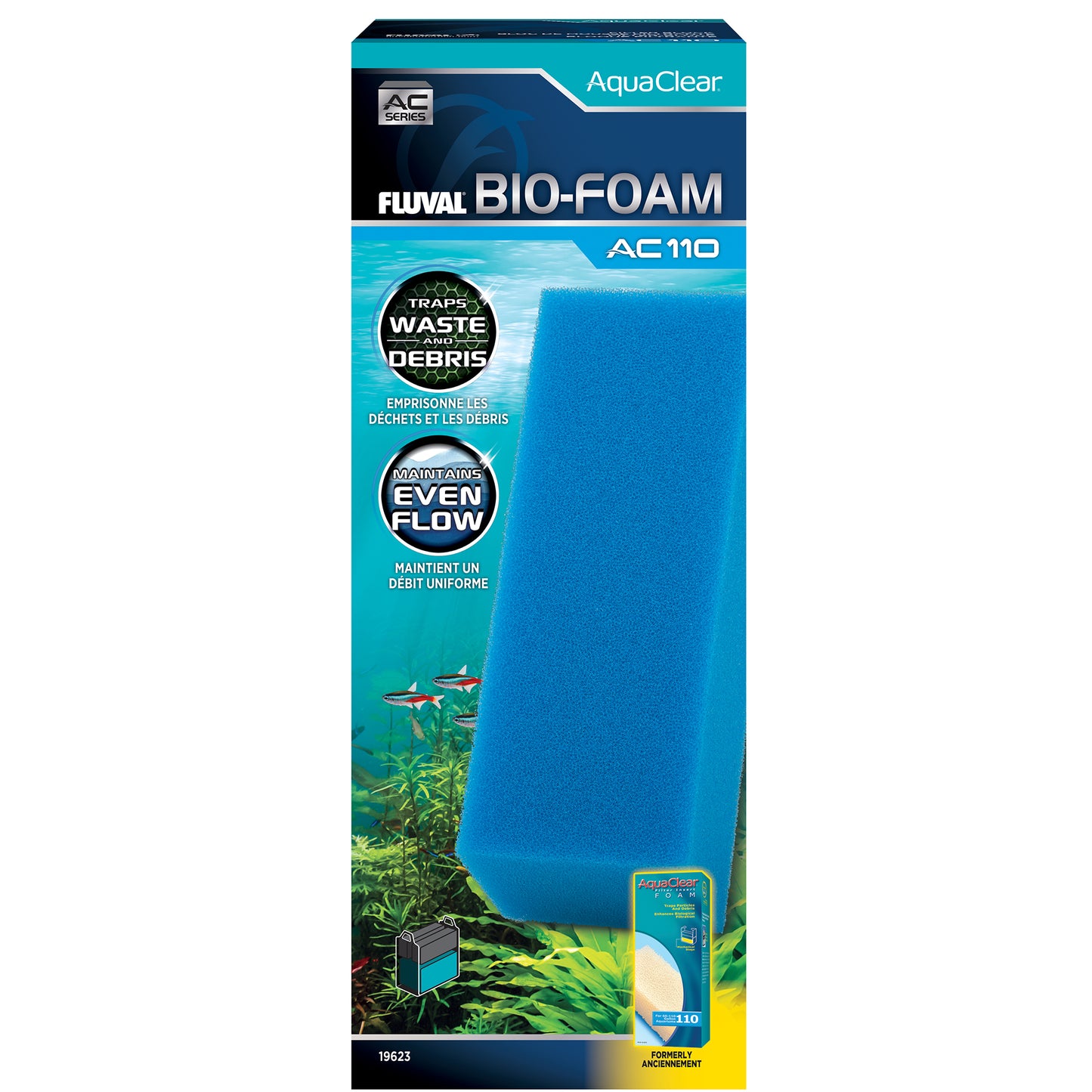 Bloc de mousse Bio-Foam pour filtre à moteur AquaClear 110 Fluval, paquet de 1