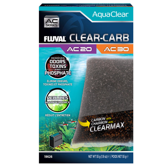 Masse filtrante Clear-Carb pour filtre à moteur AquaClear 20/30 Fluval, 55 g (1,9 oz), paquet de 1