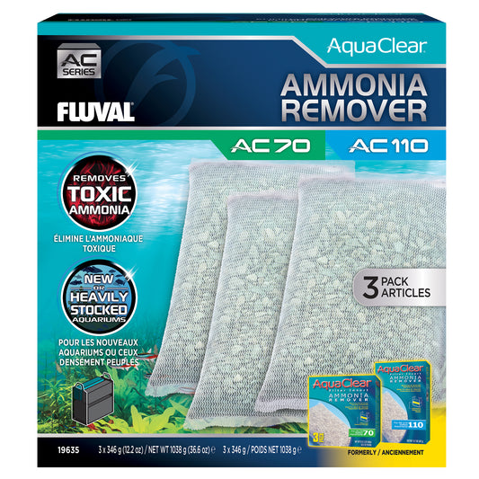 Éliminateurs d’ammoniaque pour filtre à moteur AquaClear 70/110 Fluval, 1 038 g (36,6 oz), paquet de 3