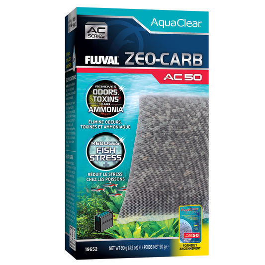 Masse filtrante Zeo-Carb pour filtre à moteur AquaClear 50 Fluval, 90 g (3,2 oz), paquet de 1