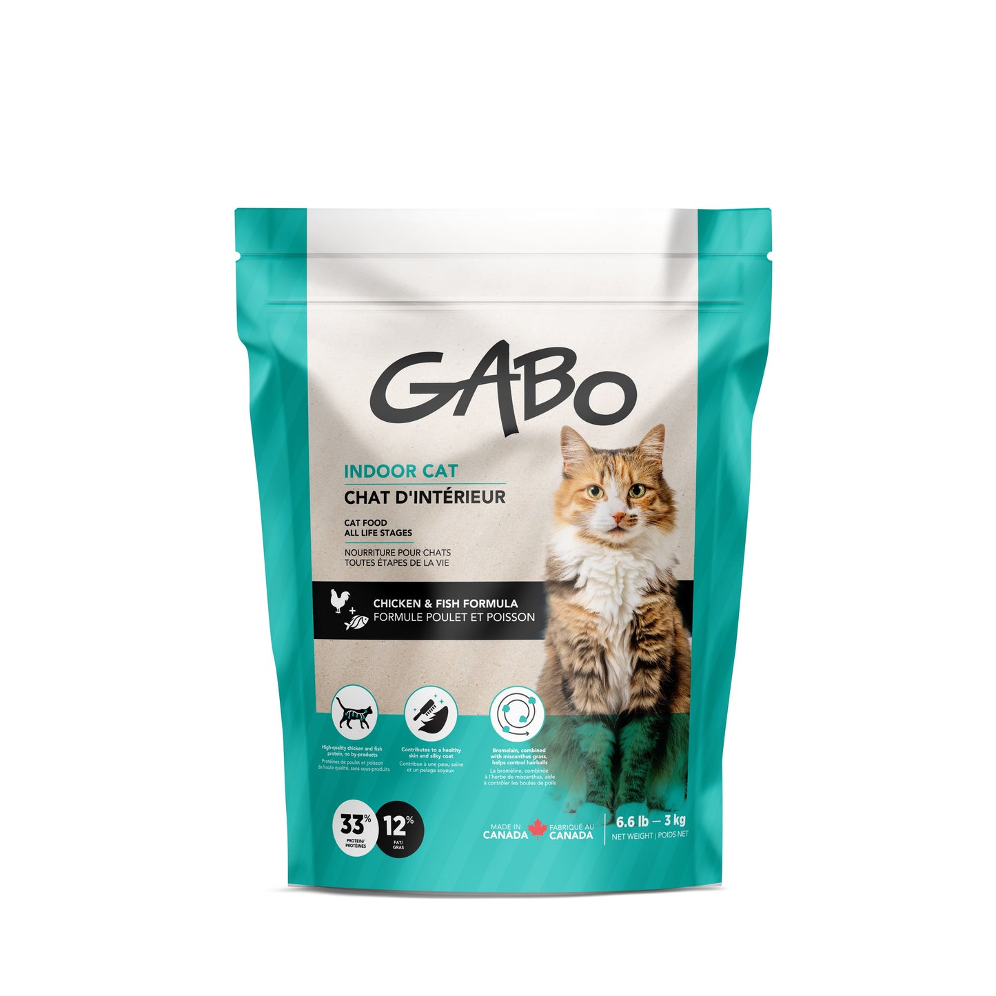 Gabo Nourriture Pour Chat & Chaton, Tout Stade De Vie - Chat D'intérieur, Poulet Et Poisson 6.6 Lb