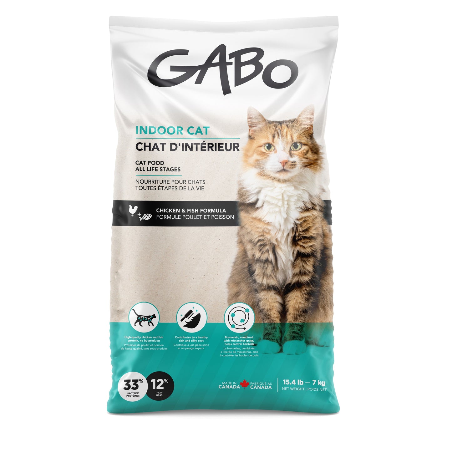 Gabo Nourriture Pour Chat & Chaton, Tout Stade De Vie - Chat D'intérieur, Poulet Et Poisson 15.4 Lb