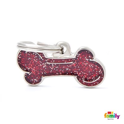 Medaille Small Bone Glitter Red