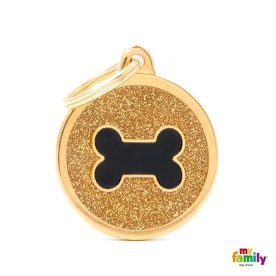 Gold Big Glitter Circle Black Bone