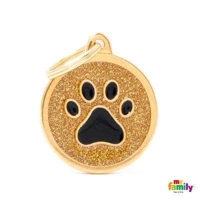 Gold Big Glitter Circle Black Paw