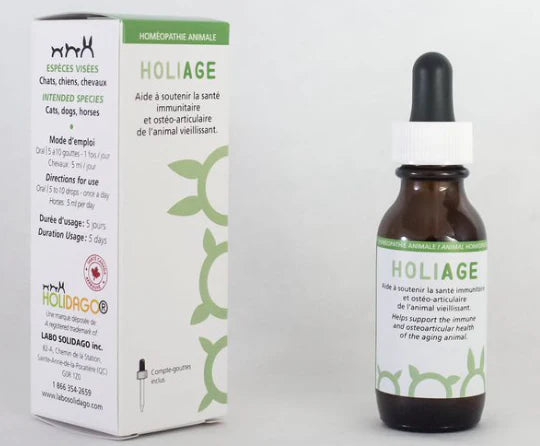 Holidago HoliAge - Draineur doux et tonique pour chat, chien et chevaux seniors