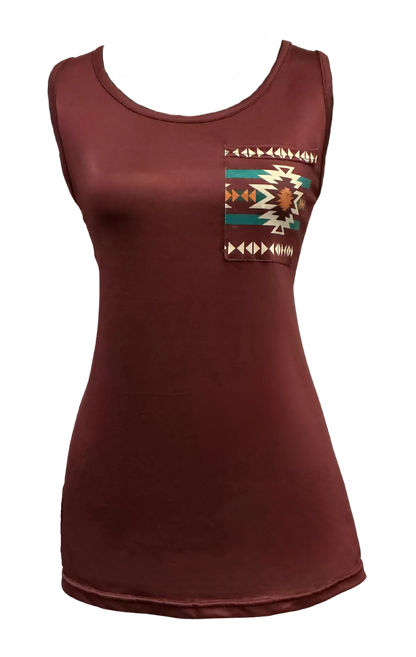 Horse Vibes  Camisole West à dos aztèque turquoise ou bourgogne