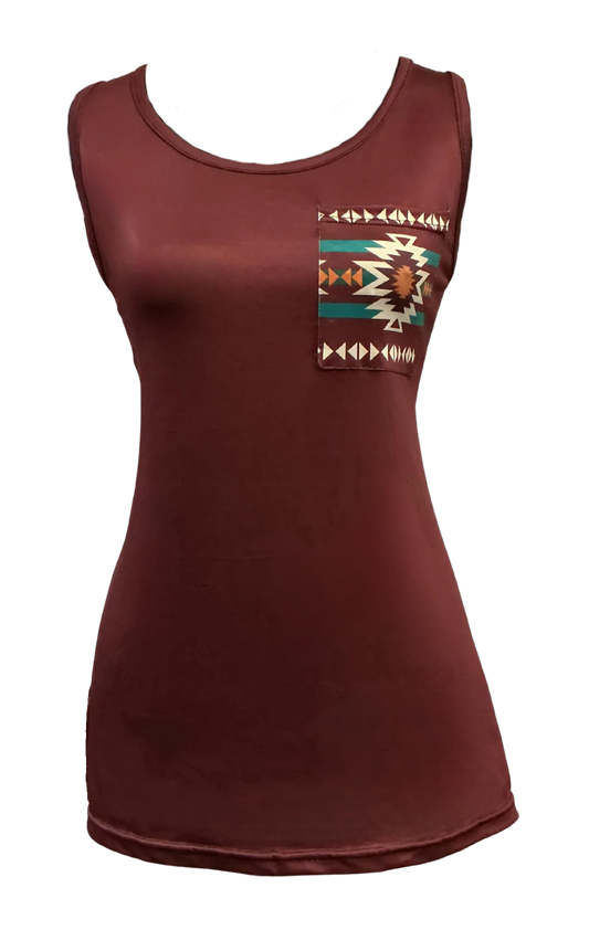 Horse Vibes  Camisole West à dos aztèque turquoise ou bourgogne