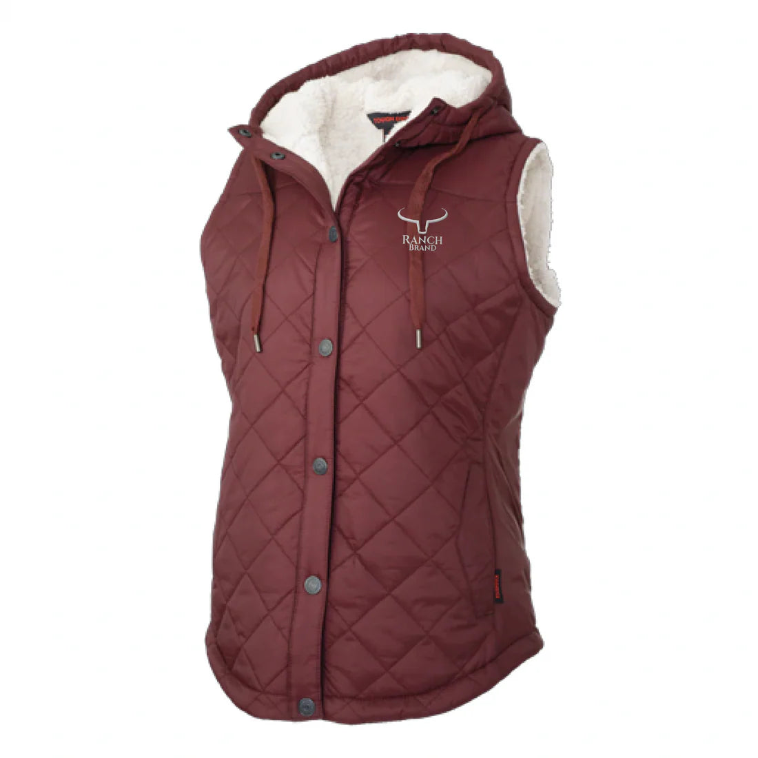 Ranch Brand Veste matelassée à doublure Sherpa pour Femme, Bourgogne Logo Silver