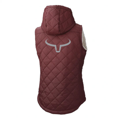 Ranch Brand Veste matelassée à doublure Sherpa pour Femme, Bourgogne Logo Silver